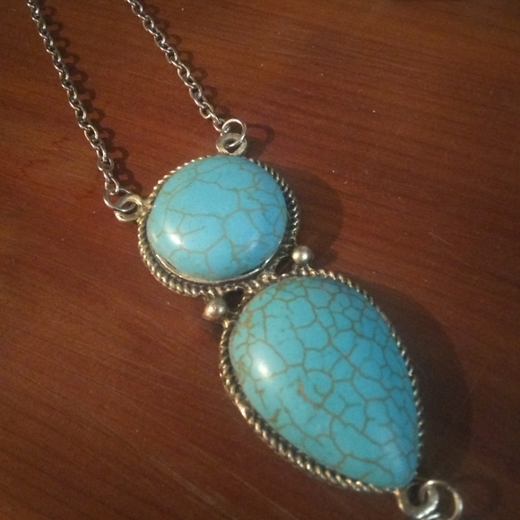 Silver & Turquoise Boho Chain Slave Bracelet - Picture 2 of 10